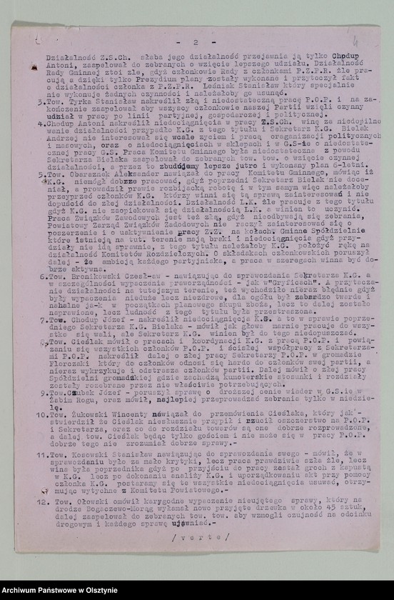 image.from.unit.number "Protokoły zebrań wyborczych /1950-1951/, posiedzeń plenarnych, egzekutywy, narad aktywu partyjnego, plany pracy, sprawozdania, ankiety sprawozdawcze /1949-1954/ Komitetu Gminnego PZPR"