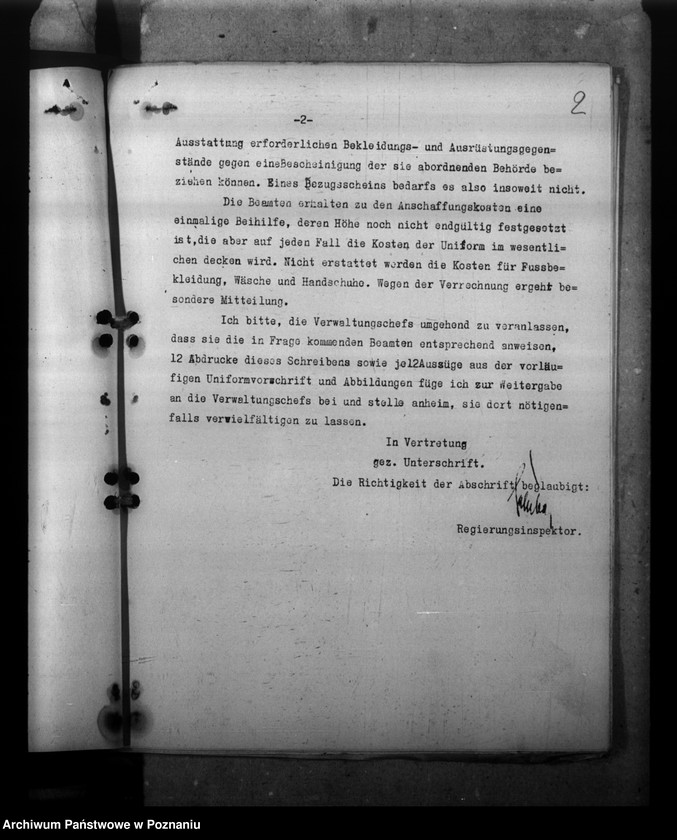 Obraz 6 z jednostki "Beamtenunform. Mitarbeit mit der Posenschen Feuersozietät. Personalstandserhebungen"