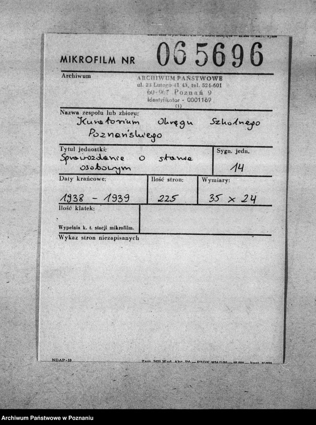 Obraz 2 z jednostki "[Sprawozdania o stanie osobowym] i ruchu służbowym urzędników zatrudnionych w Kuratorium, Inspektoratach i Szkołach Średnich"
