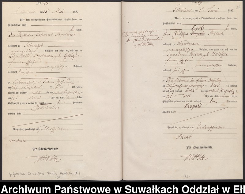 image.from.unit.number "Geburts-Haupt-Register des Königlich Preussischen Standes-Amtes Schaden Kreis Sensburg"