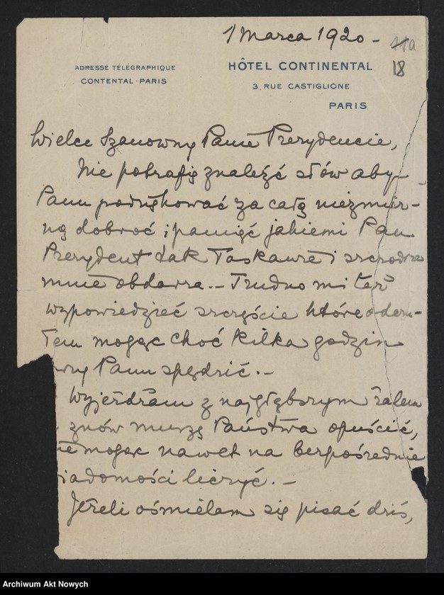 image.from.unit.number "Ciechanowski Jan (dyplomata); Załączniki: a) umowa J. Ciechanowskiego i odpowiedź prez. C. Codige