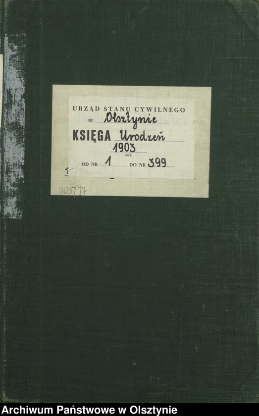 image.from.unit.number "Geburts-Haupt-Register Tom I,Nr - 399"