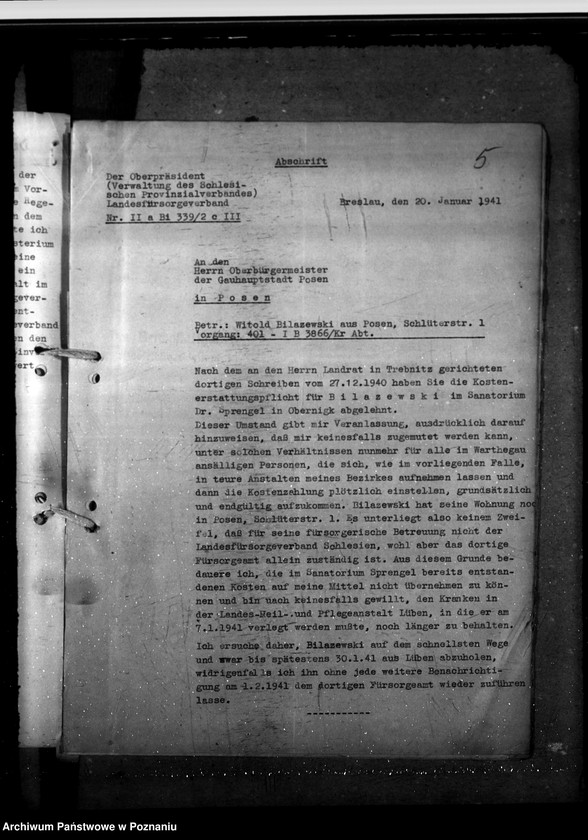 Obraz 9 z jednostki "Fürsorgerechtliche Beziehungen zu Fürsorgeträgern ausserhalb des Warthegaues"