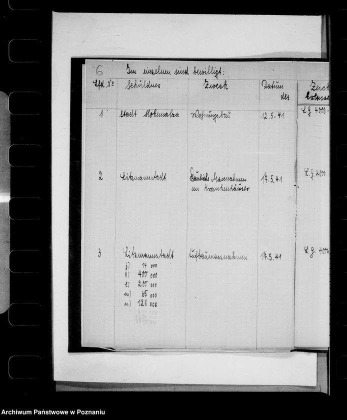 Obraz 10 z jednostki "Uebersicht über die bewilligten Aufbaudarlehen"