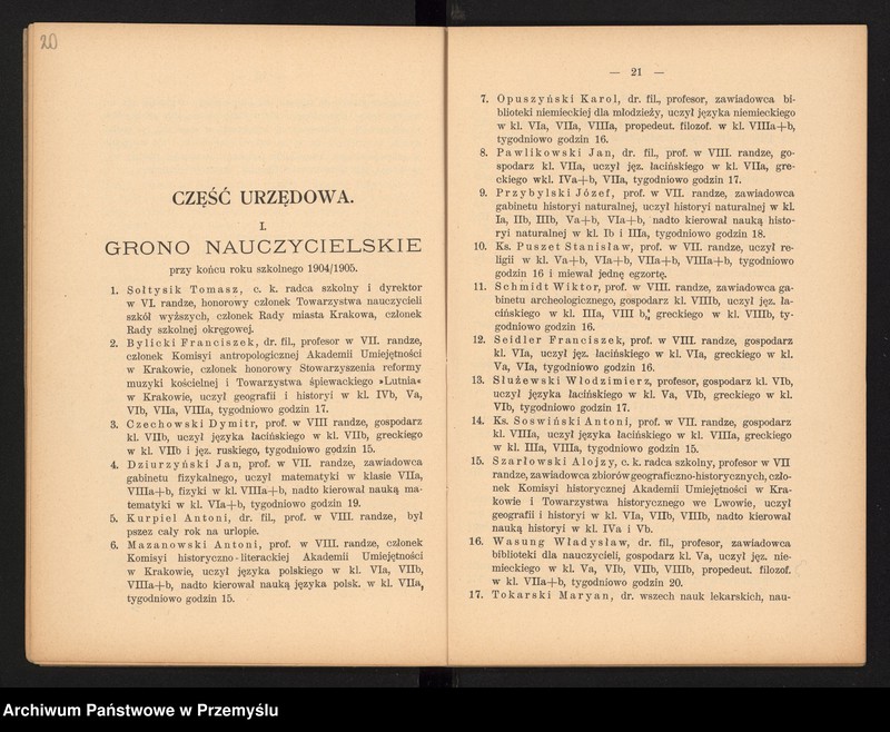 image.from.unit.number "Sprawozdanie dwudzieste drugie Dyrekcji c.k. Gimnazjum III. w Krakowie za rok szkolny 1905"