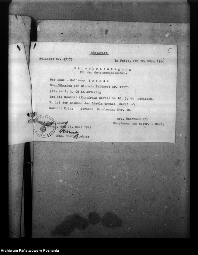 Obraz 9 z jednostki "Korruptionserscheinungen. Gedenkfeier für Landrat Trende in Kutno"