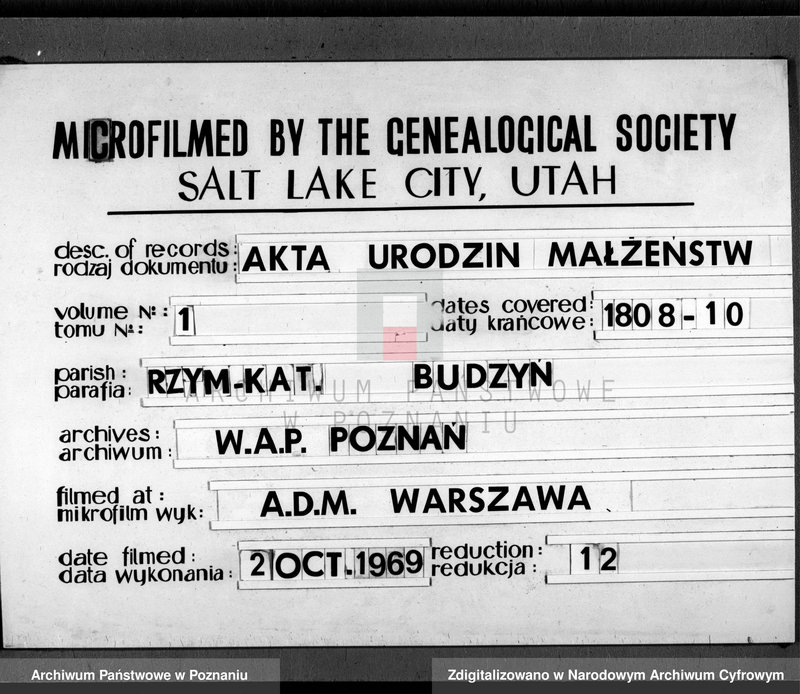 image.from.team "Akta stanu cywilnego Parafii Rzymskokatolickiej Budzyń (pow. chodzieski)"