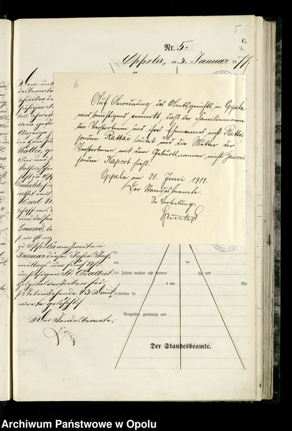 Obraz 9 z jednostki "Urząd Stanu Cywilnego w Opolu 1877 Rejestr zgonów Księga Miejscowa Nr 1 do 346"