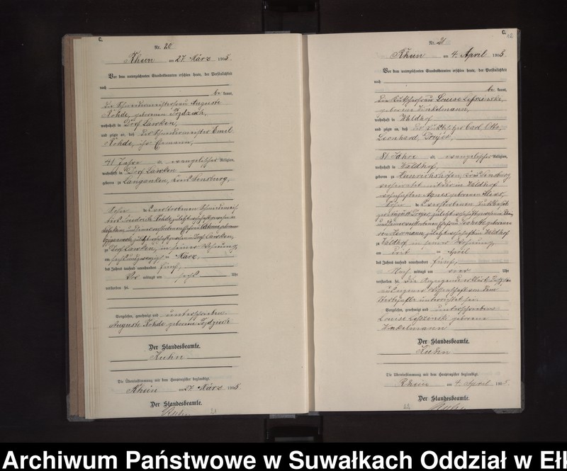 image.from.unit.number "Sterbe-Neben-Register des Königlichen Preussischen Standes-Amtes Orlen Kreis Lötzen"