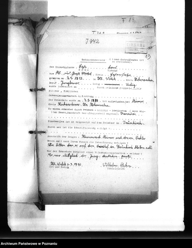 Obraz 17 z jednostki "Wykazy miejscowych Niemców, którzy zginęli w 1939 roku A - P"