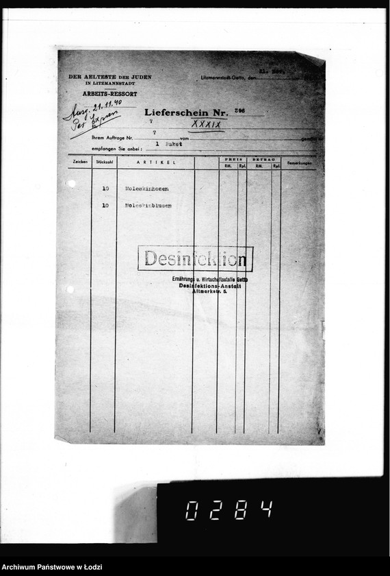 Obraz 6 z jednostki "[Dowody dostawy umundurowania dla intendentury marynarki w Kiel]"