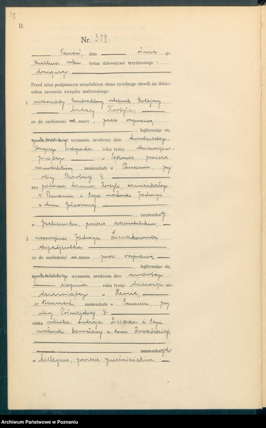 Obraz 20 z jednostki "Księga miejscowa małżeństw tom II [Rejestr główny małżeństw]"