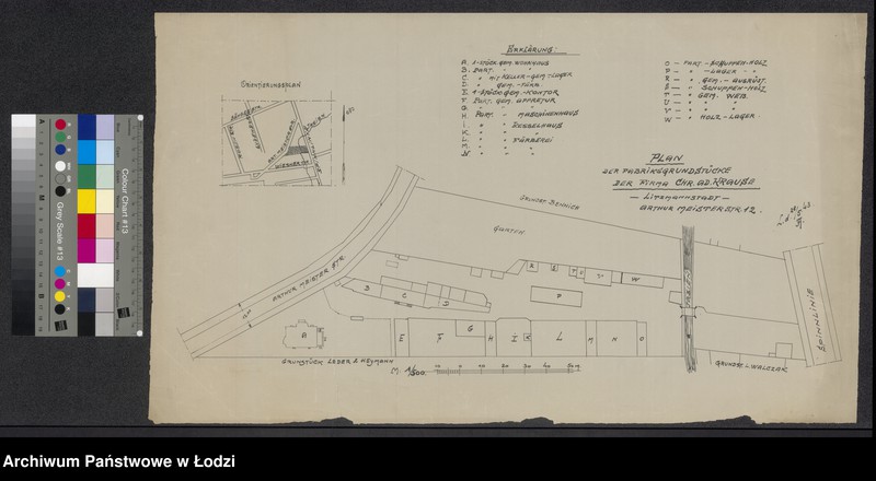 Obraz 1 z jednostki "Plan der Fabriksgrundstücke der Firma Christian Adolf Krause Litzmannstadt Arthur Meister Strasse 12"