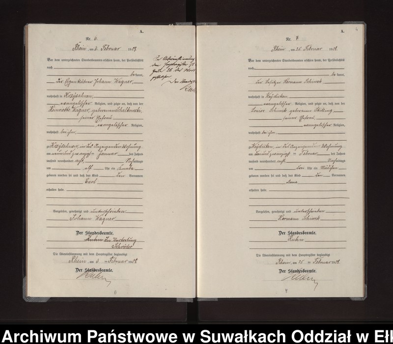 image.from.unit.number "Geburts-Neben-Register des Königlichen Preussischen Standes-Amtes Gneist Kreis Lötzen"