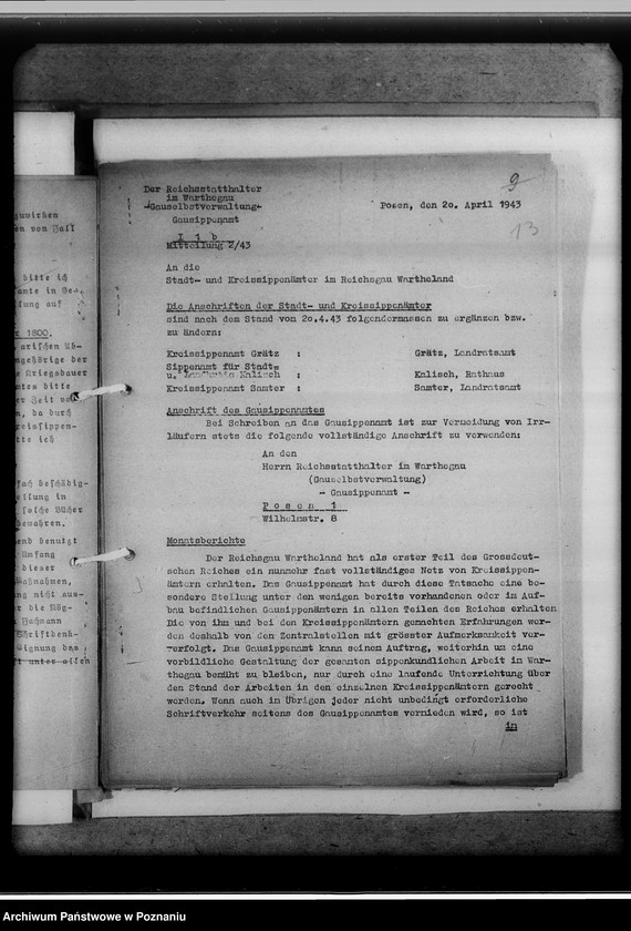 Obraz 17 z jednostki "Mittelungsblätter an die Kreissippenämter für das Geschäftsjahr 1943/44"