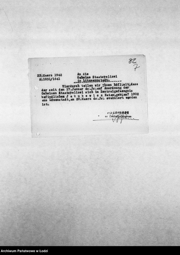 Obraz 10 z jednostki "[Korespondencja PSŻ z Centralnym Więzieniem]"