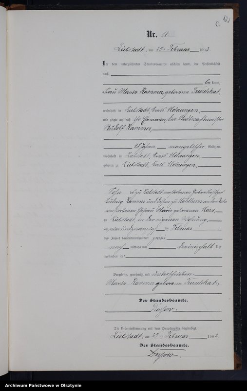 Obraz 14 z jednostki "Sterbe-Neben-Register Nr 1 - 52"