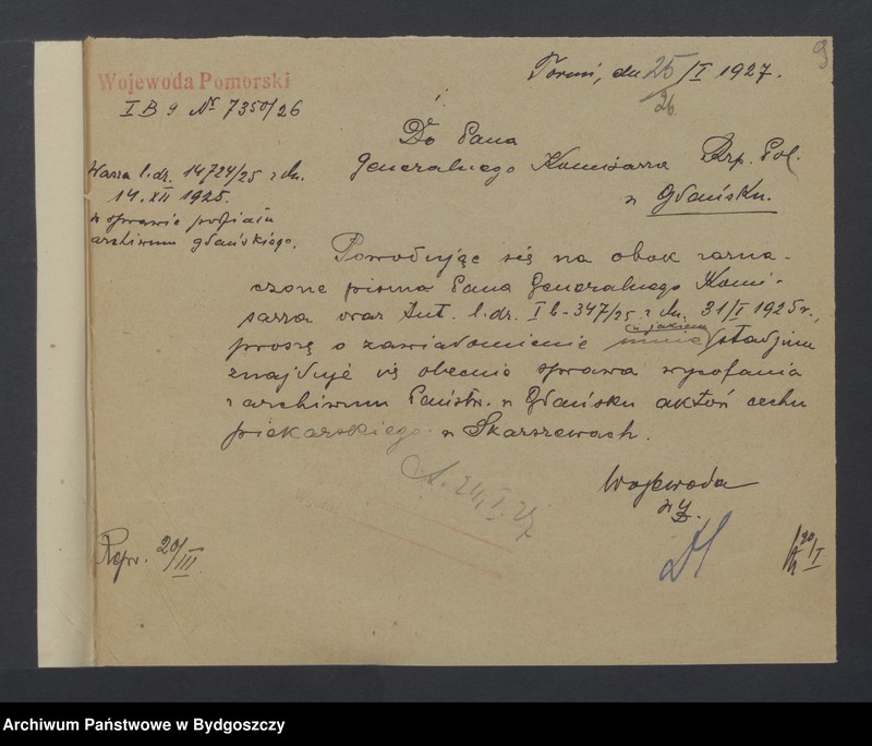 image.from.unit.number "Akta dotyczące układu z Niemcami w sprawie przekazywania akt [Układ polsko - niemiecki z dnia 22.12. 1926 r. o wydaniu akt]"