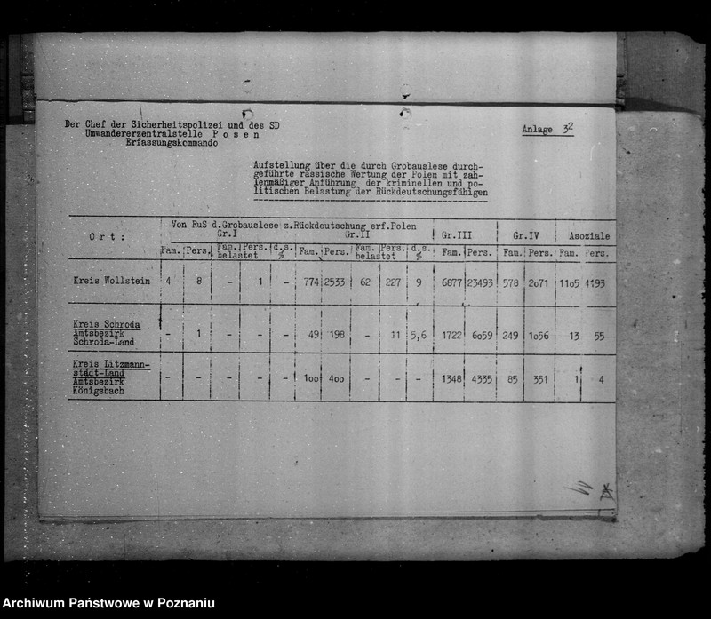Obraz 17 z jednostki "Vorläufiger Abschlussbericht über die Probeerfassung der Polen im Warthegau"
