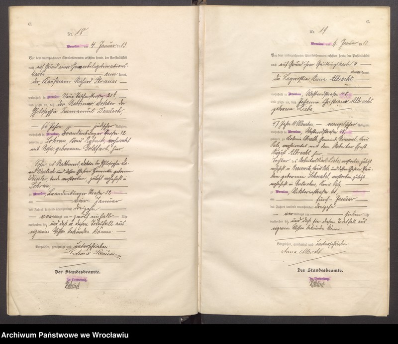 image.from.unit.number "Sterbe-Haupt-Register Breslau IV 1913 Band 1"