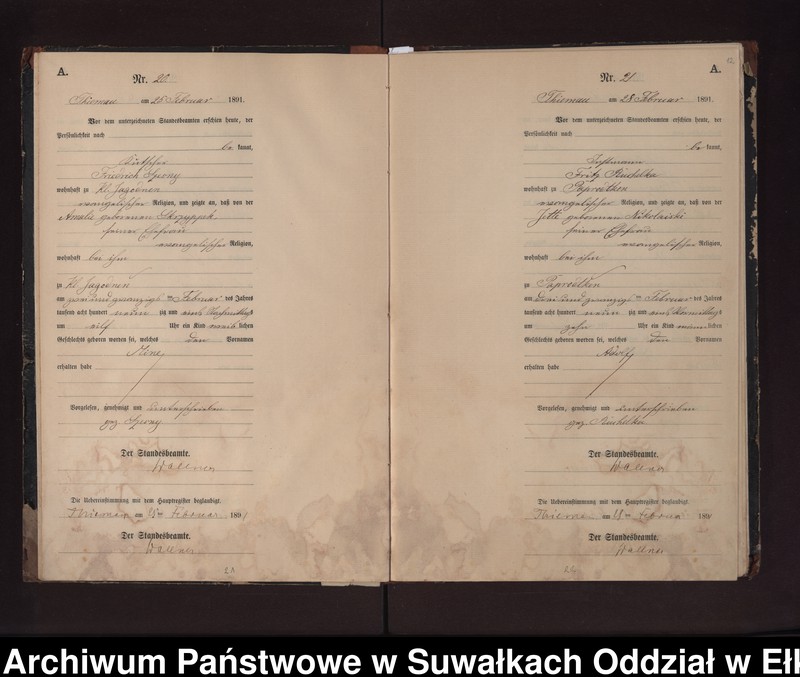 image.from.unit.number "Geburts-Neben-Register des Preussischen Standes-Amtes Rydzewen Kreis Loetzen"