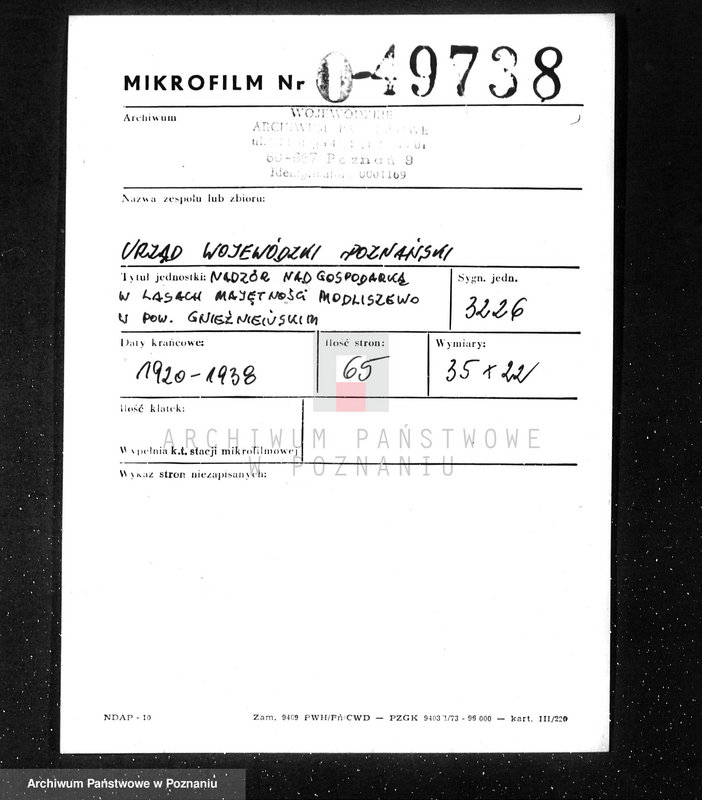 Obraz 2 z jednostki "Nadzór nad gospodarką w lasach majętności Modliszewo powiecie gnieźnieńskim"