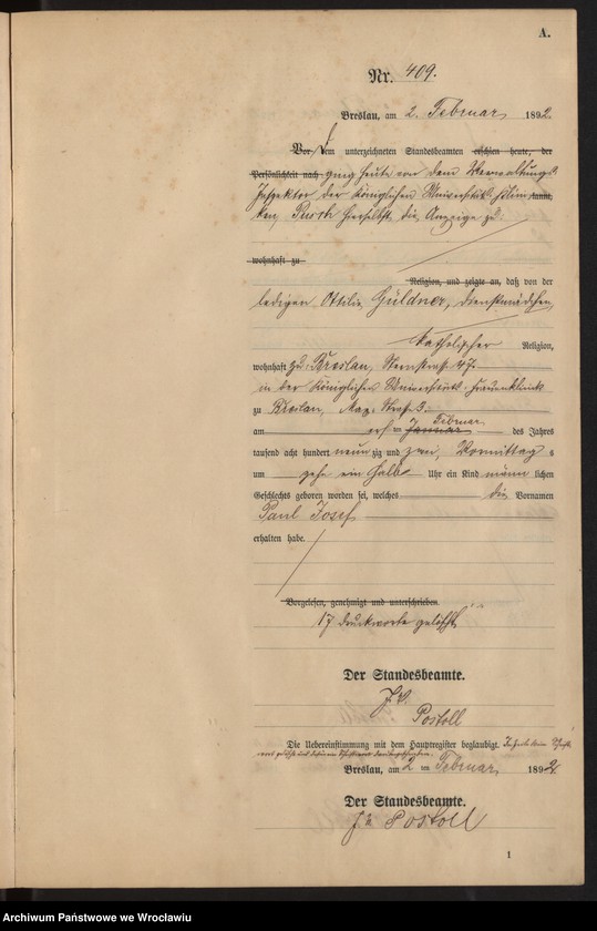 Obraz 12 z jednostki "Księga urodzeń Wrocław III 1892 t.01"