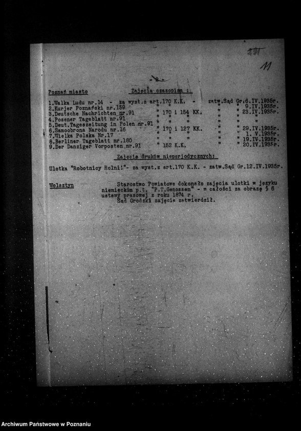 Obraz 15 z jednostki "Sprawozdania prasowe za czas od stycznia do grudnia 1935 r."