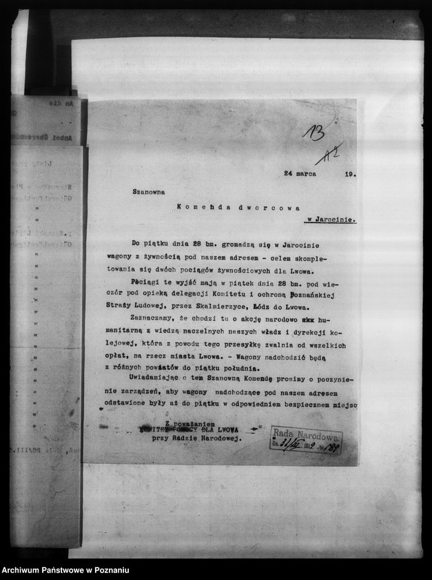 image.from.unit.number "Komitet Pomocy dla Lwowa i Wilna przy Radzie Narodowej w Poznaniu - korespondencja."