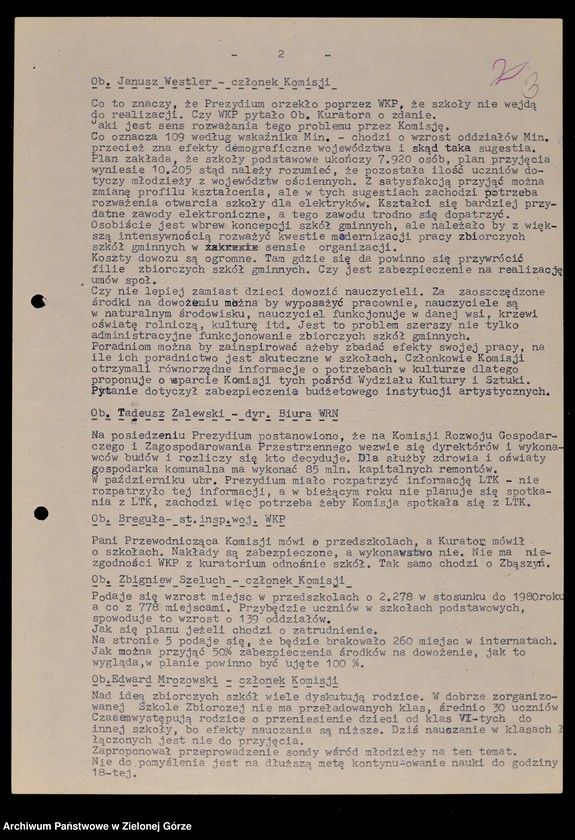 image.from.unit.number "Protokóły z posiedzeń Komisji Wychowania, Oświaty i Kultury Wojewódzkiej Rady Narodowej w Zielonej Górze; Nr 7 - 11"