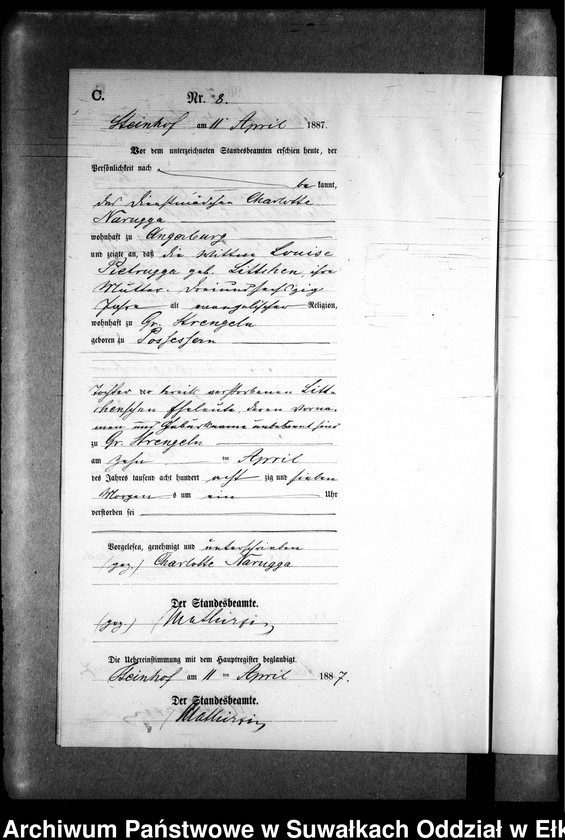 image.from.unit.number "Sterbe-Neben-Register des Preussischen Standes-Amtes Gr. Strengeln Kreis Angerburg"