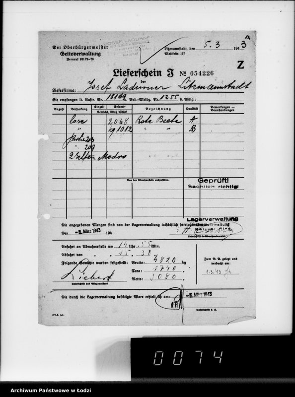 Obraz 20 z jednostki "Lebensmitteleinkauf. Aufträge, [Lieferscheinen und Rechnungen] 18111-18170"