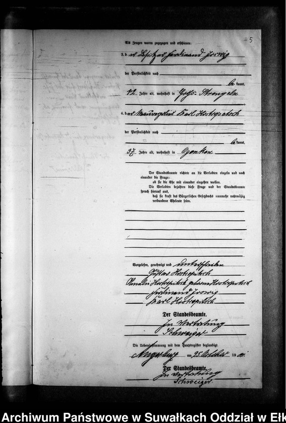 image.from.unit.number "Heiraths-Neben-Register des Preussischen Standes-Amtes Gross Strengeln Kreis Angerburg"