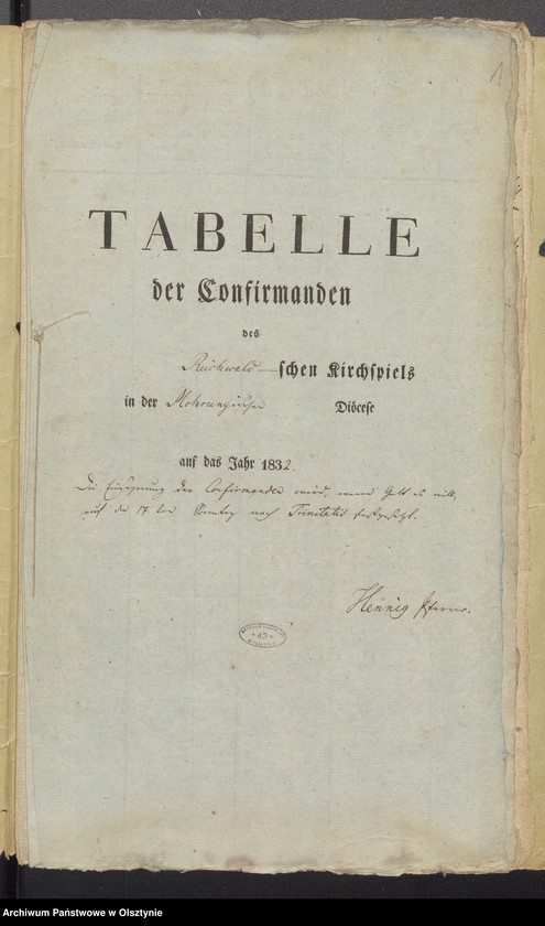 image.from.unit.number "Tabelle der Confirmandes des Reichealdschen Kirchspiels"