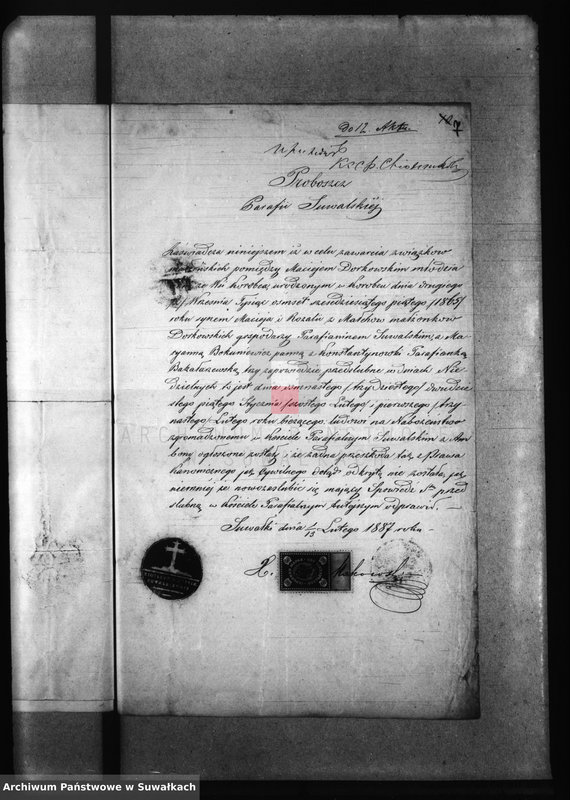 image.from.unit.number "Dokumenty k Aktam brakosočetavšichsja Rimsko- Katoličeskogo Bakalarževskogo Prichoda s 1887 goda"