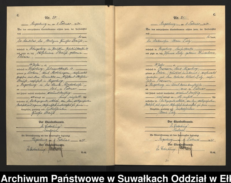 image.from.unit.number "C2. Sterbe - Register (Neben - Register) Standesamt Angerburg Ostpr. einschl. der Standesamtsbezirk Gross Strengeln, Kehlen und Prinowen"