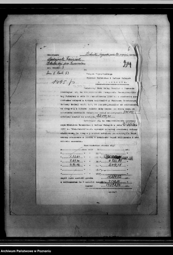 Obraz 10 z jednostki "Podania osadników z parcelacji polskiej o zmniejszenie zadłużenia na podstawie art. 16. rozporządzenia Prezydenta Rzeczpospolitej z dnia 24.X.1934 r. z terenu powiatu inowrocławskiego"