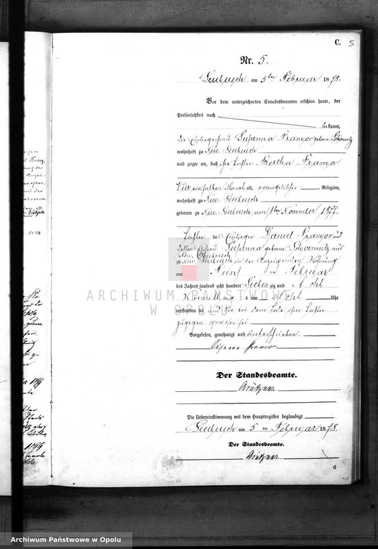 Obraz 8 z jednostki "Sterbe-Neben-Register des Standes Amt Leubusch pro 1878"