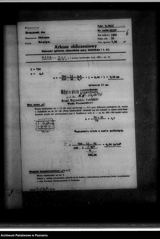 Obraz 10 z jednostki "Tartak J. Skrzypczaka w Jabłonnie powiat wolsztyński nr woj. kotła 6846"