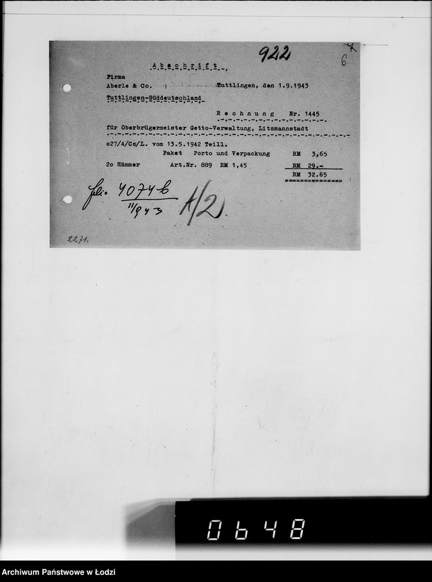 Obraz 9 z jednostki "I a Kauf-Aufträge. A-J. [Przybory szewskie i techniczne]"