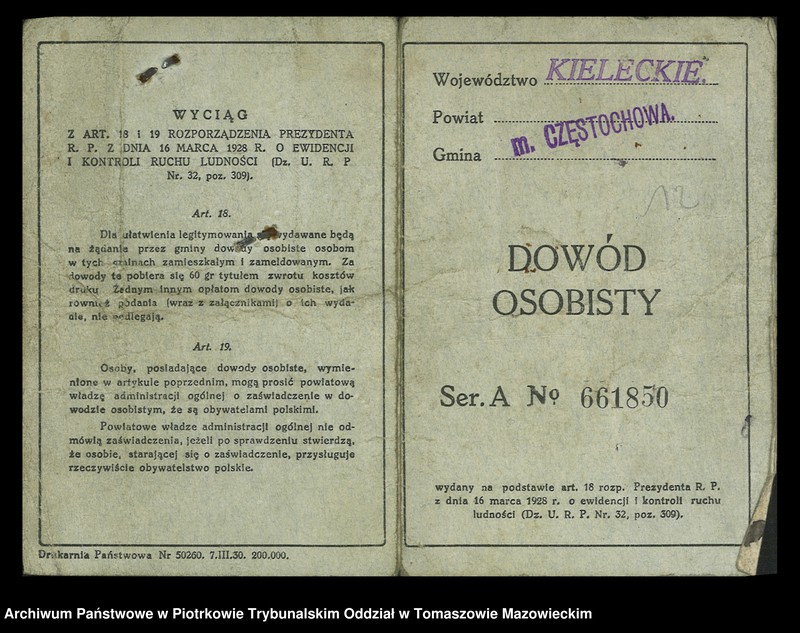 image.from.unit.number "Dowodów osobistych od nr 1334 do 1550. Tom VIII"