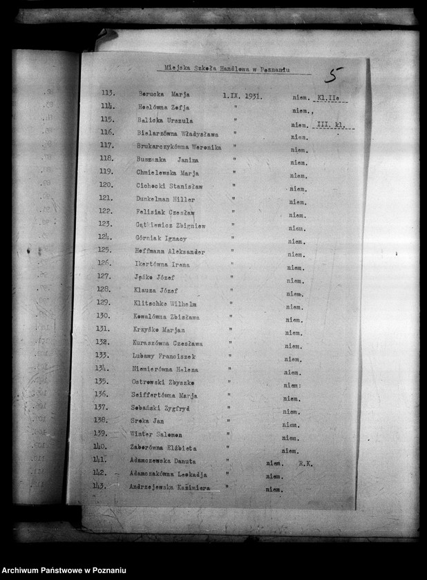 image.from.unit.number "Miejska Szkoła Handlowa- Poznań [Sprawozdanie szkoły oraz lista uczniów dopuszczonych do egzaminu]"