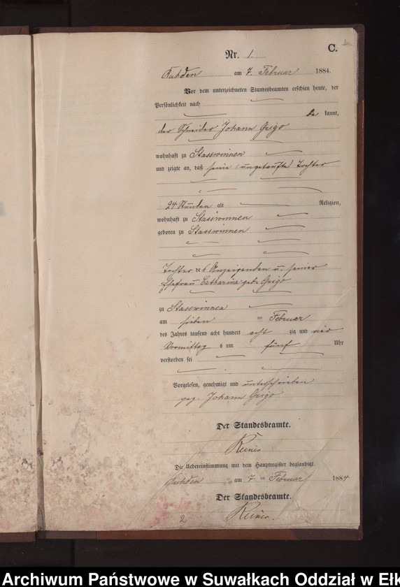 image.from.unit.number "Sterbe-Neben-Register des Preussischen Standes-Amtes Stasswinnen Kreis Loetzen"