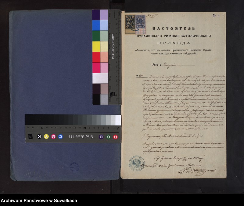 image.from.unit.number "Dokumenty k aktam o brakosočetavšichsja po Rimsko-Kat. prichodu Bakalarževo za 1909 god"