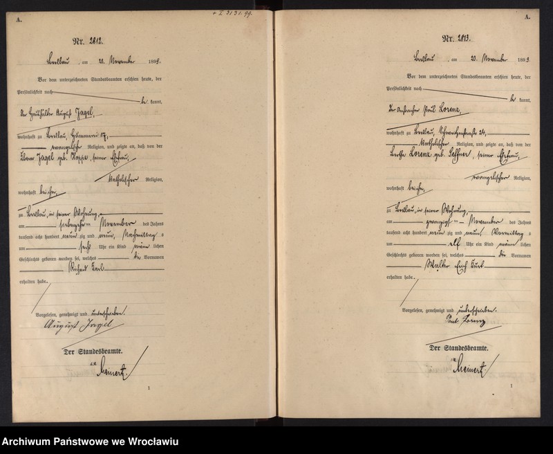 image.from.unit.number "Geburts-Haupt-Register Breslau I 1899 Band 8"