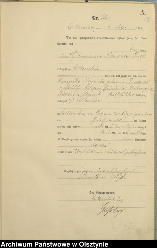 image.from.unit.number "Geburts-Haupt-Register Tom II,Nr 265 - 527"