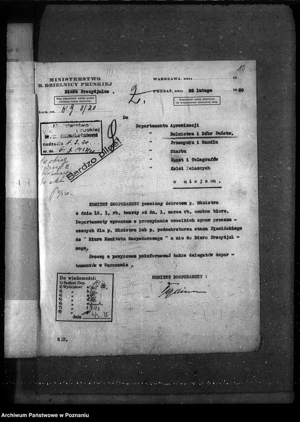 Obraz 14 z jednostki "Sprawy gospodarcze-ogólne Organizacja Ministerstwa b. Dzielnicy Pruskiej"