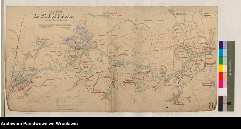 Obraz z jednostki "Lageplan des Oderhochfluthbettes von km 96,85 bis km 112,2"