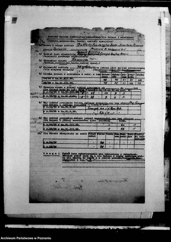 Obraz 10 z jednostki "/Zakłady specjalne/ wykazy"