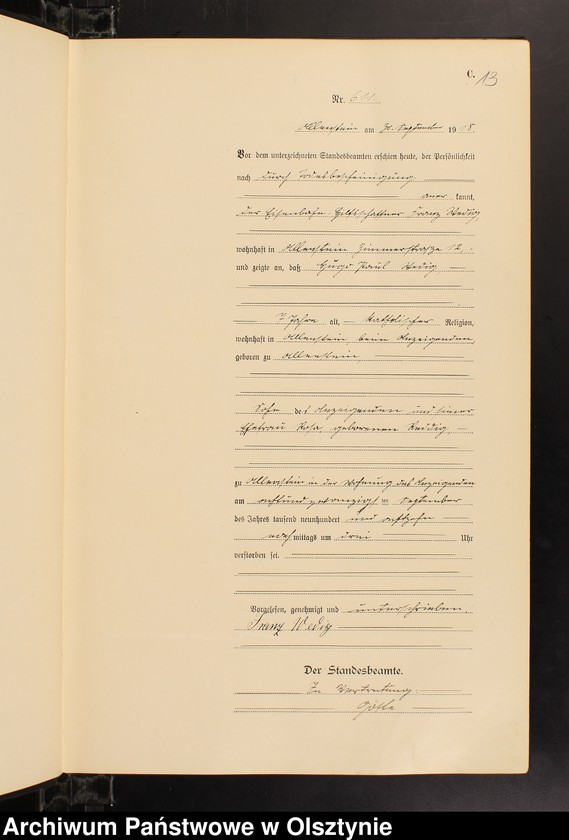 image.from.unit.number "Sterbe-Haupt-Register Tom II, Nr 600-877"